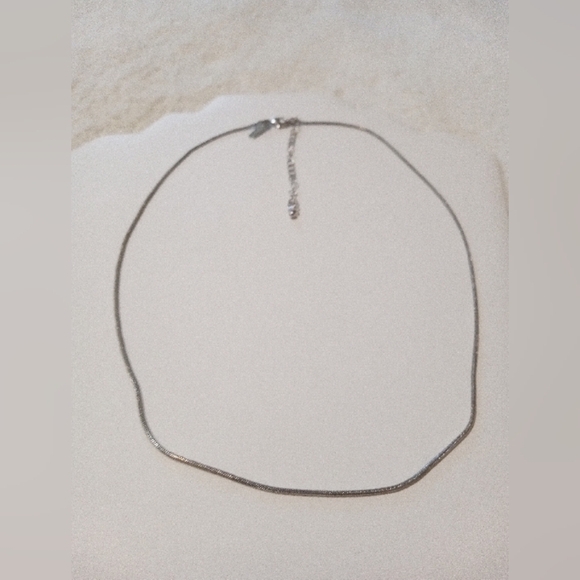 Necklace By Lane Bryant Silver Tone Coil Snake Cylindrical Chain Adjustable VTG - Picture 4 of 5